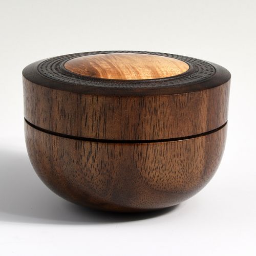 Black walnut box with curly maple window inlay