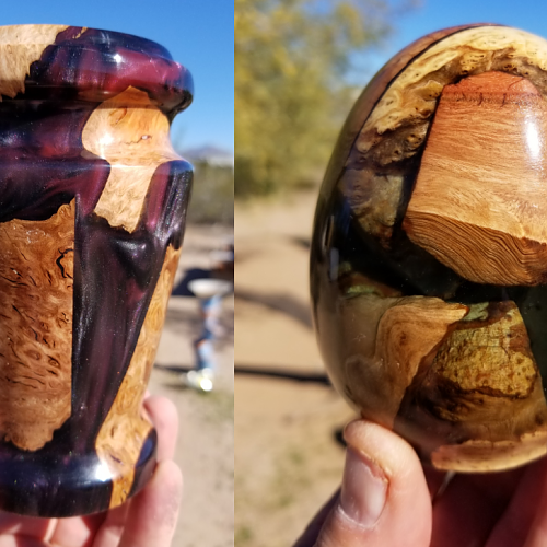 Burl cap castoffs in resin