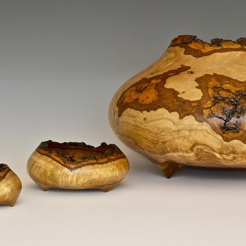 Large Olive Wood Burl legged bowls