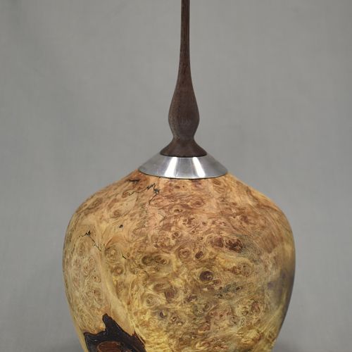 maple burl with pewter threaded finial