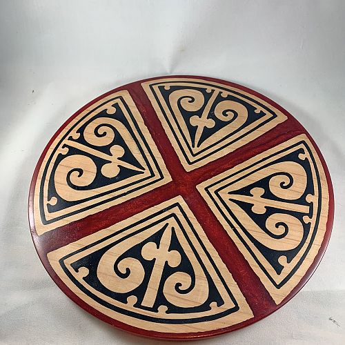 14 inch redwood platter witj resin inlays