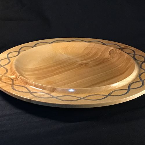 13" Birch Platter with coloured epoxy rim inlay