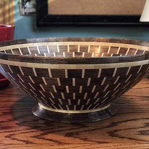 Segmented Walnut and Maple Fruit/Salad Bowl - Side