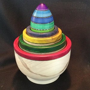 A set of nesting bowls and egg - assembled.