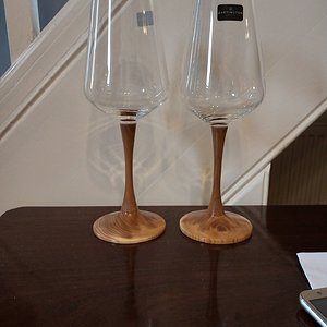 Yew stemmed wine glases