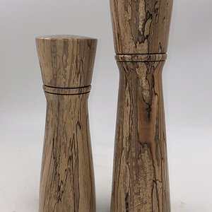 Spalted ambrosia maple pepper and salt mills.