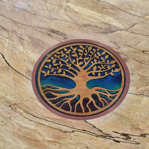 Closeup Fixing a spalted maple bowl with a resin insert