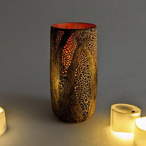 Pierced Walnut Flame Vessel
