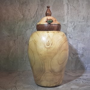 Ash and Mesquite Vessel with Threaded Lid