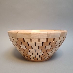 Curly Maple/Cherry Open Segmented Bowl