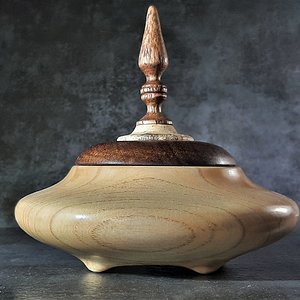 Four Footed & Lidded Ash and Sapele Vessel