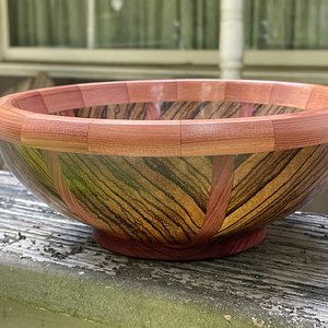 Marblewood and cedar stave bowl 2