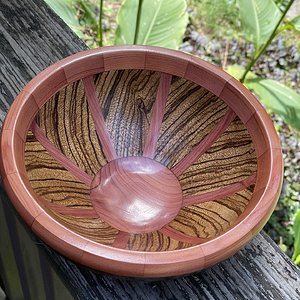 Marblewood and cedar stave bowl 1