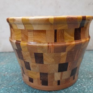 End Grain vessel from scraps.