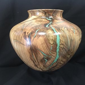 Pistachio with turquoise inlay