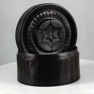 African blackwood box with 6-pointed scalloped star turned on MDF rose engine