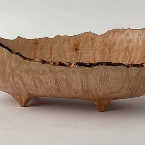 Elliptical Arbutus Burl Live Edge footed bowl