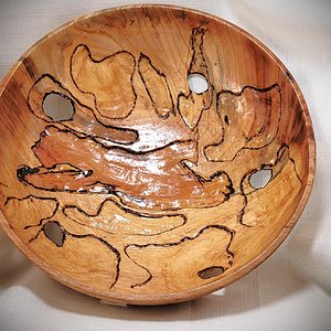 Spalted elm moon bowl.