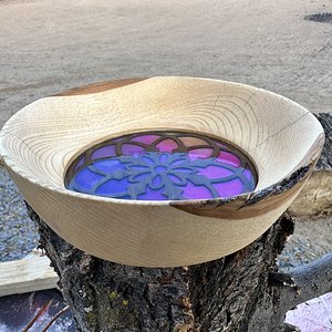 Elm wood with mandala.