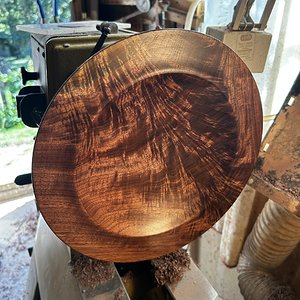 Shallow walnut crotch figure bowl