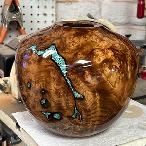 Russian Olive Burl w/turquoise