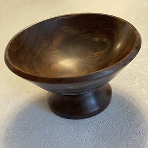 Black walnut pedestal bowl.