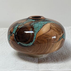 Screwbeam mesquite with turquoise