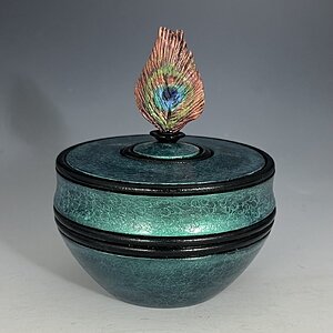 Turquoise Box with Carved Feather Finial