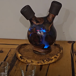 Woodturned Dual potion bottle, codename SHREK