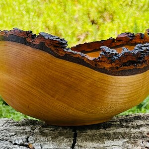 Natural edge cherry bowl.