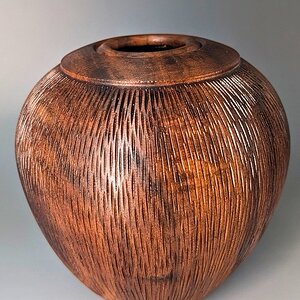 V-Groove Carved Walnut Hollowform