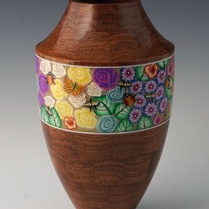 Mesquite Vase with Polymer Clay Millefiori