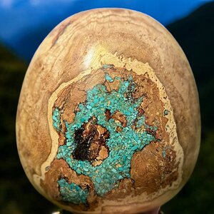 Honey Locust Burl Vessel with Turquoise Inlay