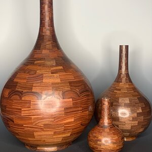 Trio of scaled vases