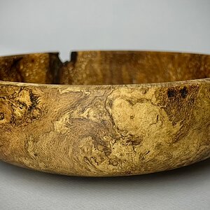 Shallow red oak burl bowl 1 of 3
