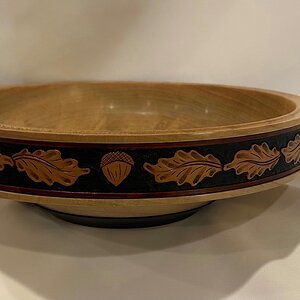 Tooled leather inlayed bowl