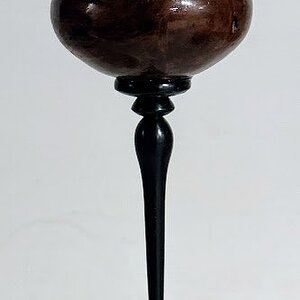 Redwood burl and African blackwood ornament