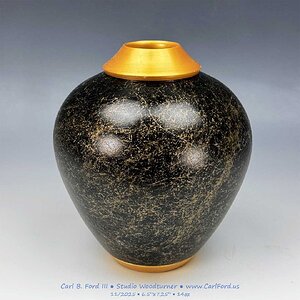 Gold Spider on Metallic Black Vase