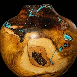 Mulberry Hollow Form with Turquoise Inlay (rear view)