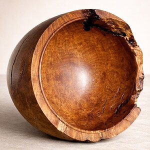 Madrone Burl Bowl with Live Edge and Beaded Rim