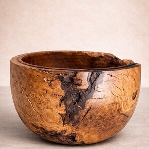 Madrone Burl Bowl with Live Edge and Beaded Rim (front)