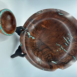Turquoise with human ash in Claro Walnut.