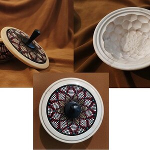 Small Basket Illusion Lidded Bowl with ornametal turning inside