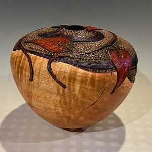 “Vines” hollow form - Curly Maple