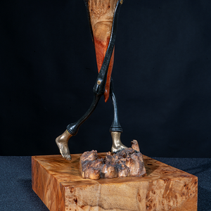 Out for a hike.  Amboyna burl, ebony, and hand-cast brass feet (collaboration with Boris Bally)