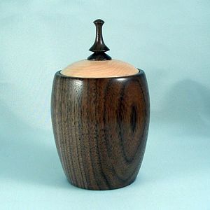 Lidded box, walnut and maple