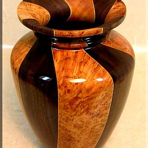 Cherry Burl Walnut Triangle Stave Vase