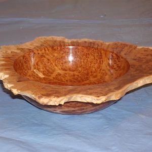 1st winged bowl Black Morrel Burl angled view