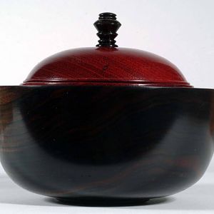 Side view of ebony&bloodwood vessel