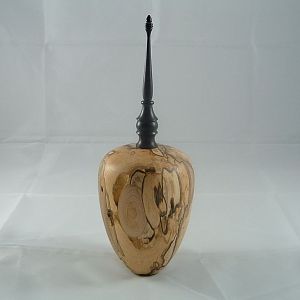 Spalted maple and african blackwood finial